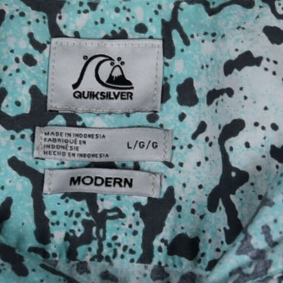Quiksilver Mens Throwback Oldskool Surf Shirt  Short Sleeve Modern Fit 90s y2k L - Picture 3 of 9